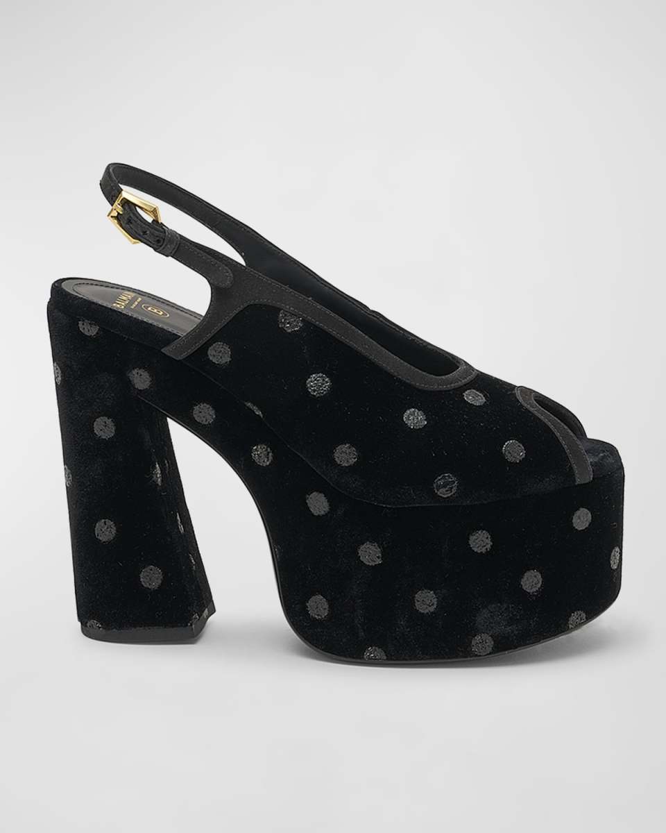 Polka Dot Slingback Platform Pumps